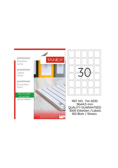 Tanex Tw-2030 38X44.5MMx100Ad.Lazer Yazıcı Etiketi