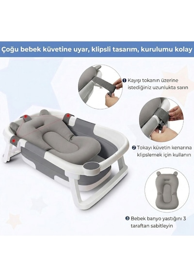 Bebek Banyo Yatağı - Bebek Yıkama Minderi - Bebek Küvet Pedi Yenidoğan İçin 0-12 Ay