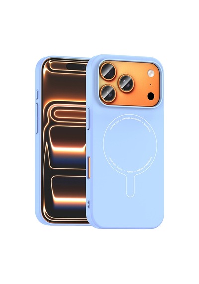 Apple iPhone Uyumlu  Uyumlu 18 Pro Max Kılıf M-safe Şarj Özellikli Kamera Korumalı Zore Elio Sert Pc Kapak Açık Mavi