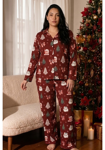 Siyah İnci Yılbaşı Temalı Desenli Termal Kumaşlı Ultra Soft Yumuşak Büyük Beden Battal Boy Düğmeli Örme Pijama Takımı 26226502 Bordo Siyah İnci Yılbaşı Temalı Desenli Termal Kumaşlı Ultra Soft Yumuşak Büyük Beden Battal Boy Düğmeli Örme Pijama Takımı 26226502 Bordo