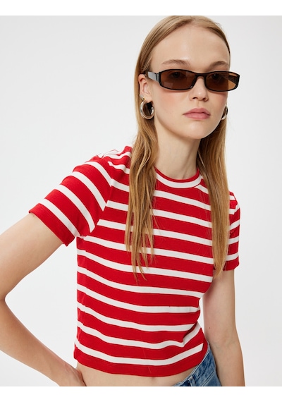 Koton Basic Tişört Kısa Kollu Bisiklet Yaka Slim Fit Kırmızı Çizgili 5wal10227ık Kırmızı Koton Basic Tişört Kısa Kollu Bisiklet Yaka Slim Fit Kırmızı Çizgili 5wal10227ık Kırmızı