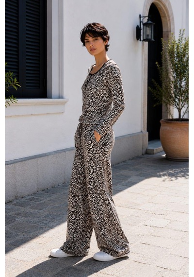 Alexandergardi Leopar Desenli Bol Kesim Pantolon Bluz Takım