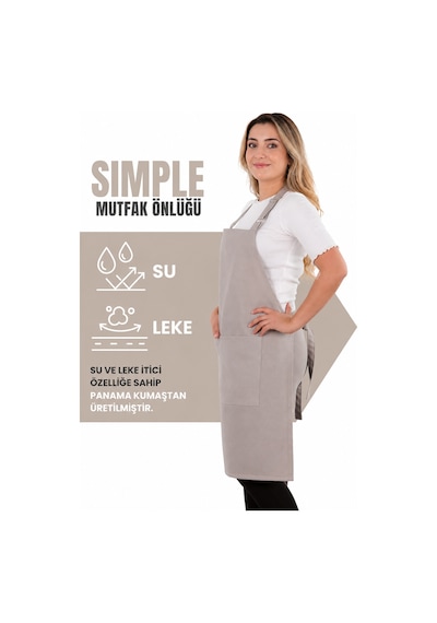 Simple Ayar Askılı Mutfak Önlüğü Pastel Yeşil Çok Renkli