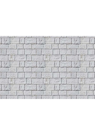 Taş Desen Duvar Kağıdı - Beyaz - Gri Tuğlalar