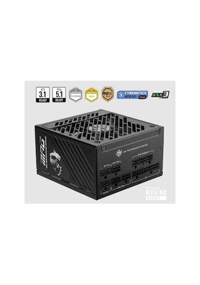 Psu Mpg A1250gs Pcıe5 1250w 80+ Atx 3.1 Pcıe 5.1 2x 12v-2x6 Power Supply