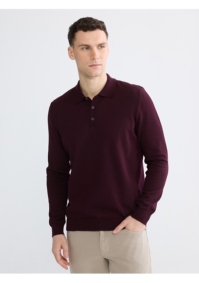 Lcwaıkıkı Classic Bordo Polo Yaka Erkek Triko Kazak