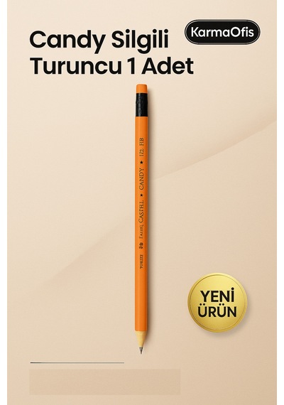 Candy Silgili Kurşun Kalem Turuncu - 1 Adet Turuncu