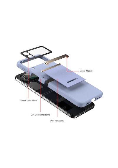 Samsung  Uyumlu  Galaxy Z Flip 3 Kılıf Belt Flip Kapak - Siyah Düz Renkli,