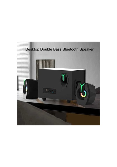 Multimedya Bluetooth Hoparlör Sd Kart Usb 2.1 Kanal Subwoofer 2+1 Işıklı Pc Speaker