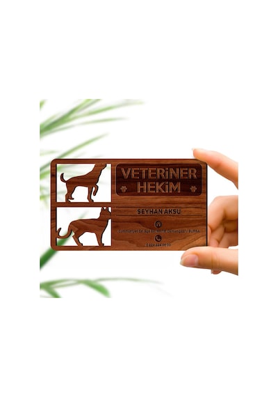 Kişiye Özel Mesleki veteriner Hekim Ahşap Kartvizit (Model 2-3) 5
