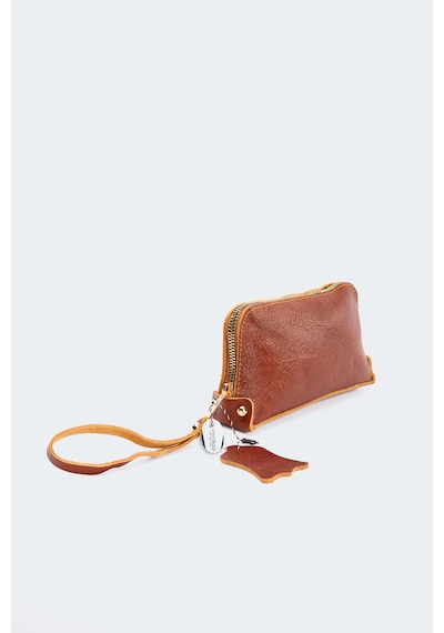 Westbag Unisex Hakiki Dana Derisi Bileklikli El Tutmalı Clutch Çanta Taba