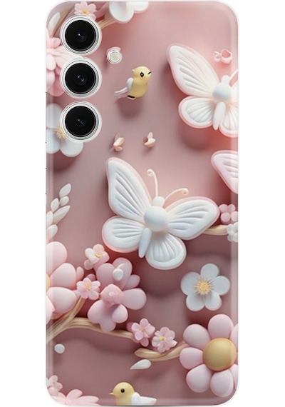 Samsung Galaxy Uyumlu A26 Kılıf Boutique Baskılı Resimli Pembe Kelebekler Pcode -088