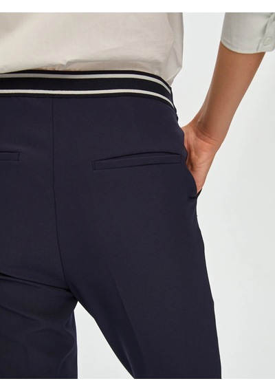 Faik Sönmez Arka Kemeri Lastikli Slim Fit Kadın Pantolon 00088 Lacivert