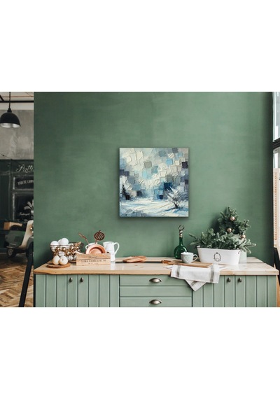 Kış Mevsimi Kanvas Tablo 60x60cm Çok Renkli