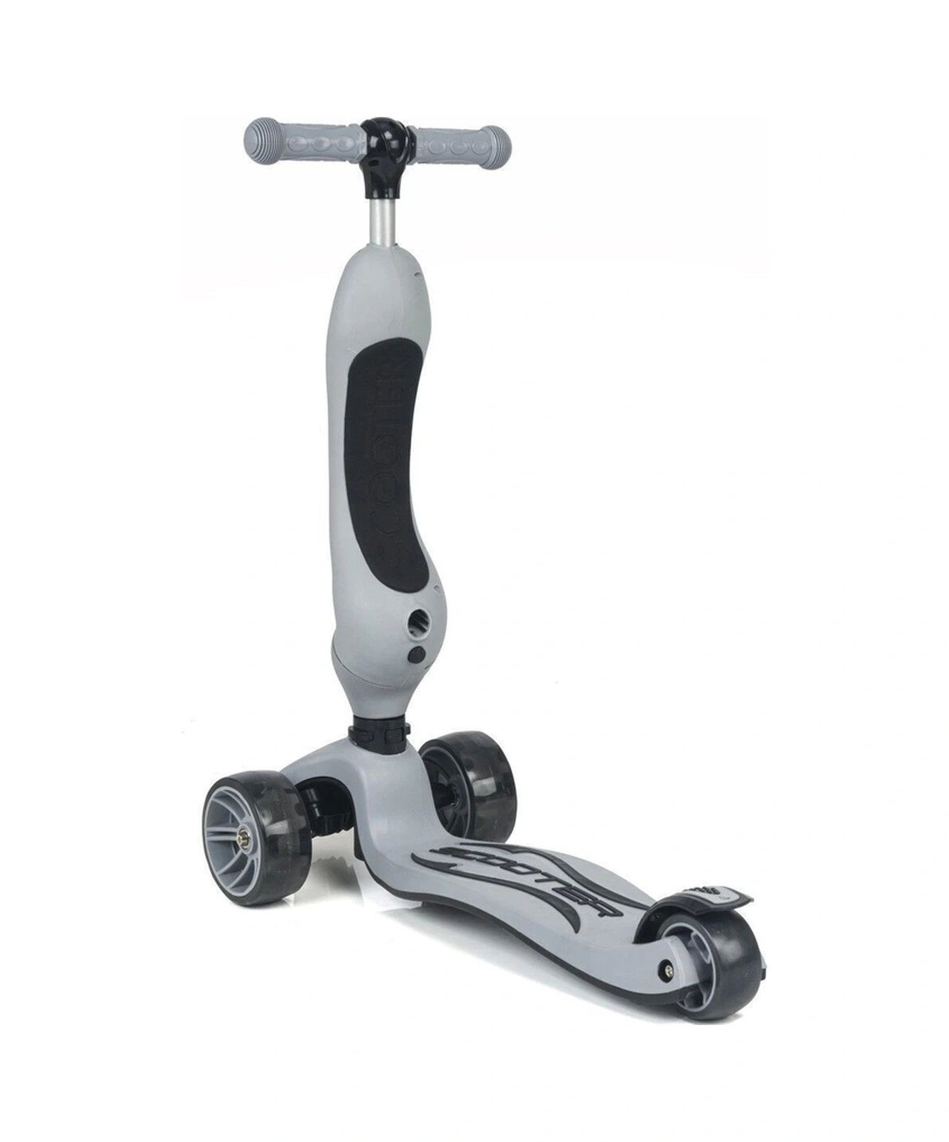 Smart Oturaklı Çocuk Scooter 3 Tekerlekli Led Işıklı Scooter Yükseklik Ayarlı - Gri Gri