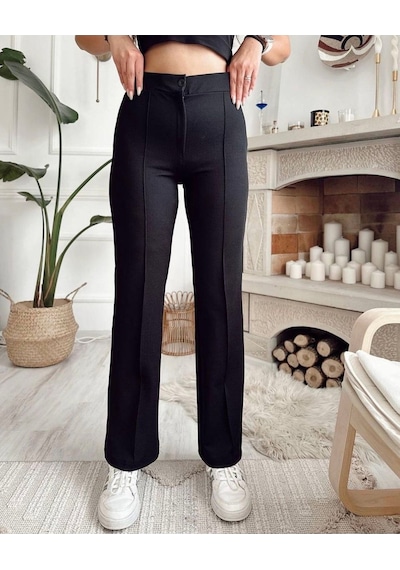 Melek Moda Kadın Siyah Palazzo Pantolon Siyah