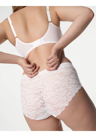 Marks & Spencer 3 Lü Flexifit Dantel Yüksek Bel Şort Külot Seti T61004902e Beyaz