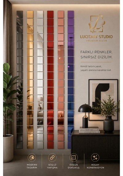 Lucitart Kendinden Yapışkanlı Parlak Dekoratif Pleksi Kare Duvar Paneli 9 Renk Seçeneği Modern Duvar Dekoru Gümüş Lucitart Kendinden Yapışkanlı Parlak Dekoratif Pleksi Kare Duvar Paneli 9 Renk Seçeneği Modern Duvar Dekoru Gümüş