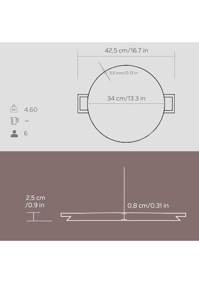 Döküm Yuvarlak Çift Yön Izgara Tavası Döküm Demir Yekpare Çift Kulplu Çap Ø 34cm Diğer