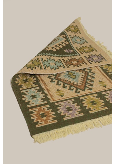 "çift Taraflı Kullanılabilir, Makinede Yıkanabilir, Modern Desenli Kilim 11 Farklı Ebat" Yeşil Yeşil