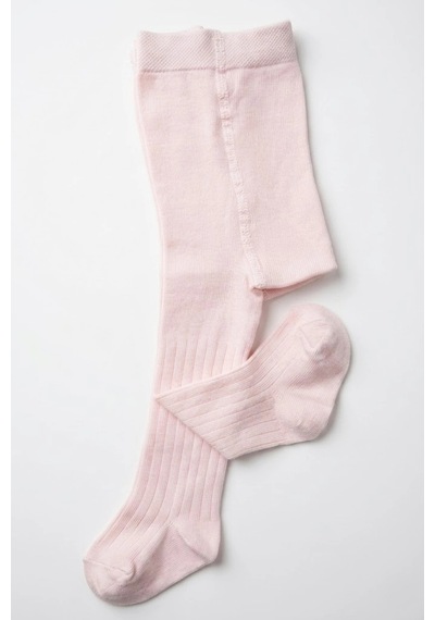 Cocole Socks Kız Bebek Külotlu Çorabı Pamuklu Pembe Derby Çizgili 0-24 Ay