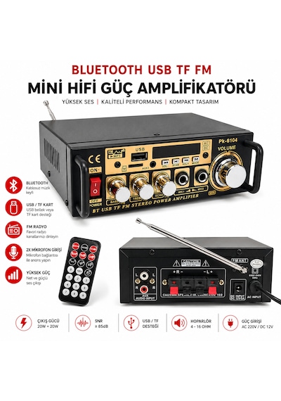 Mini Dev Anfi 400w 12v 220v Bluetooth Usb Sd Fm Radio Pk-6104