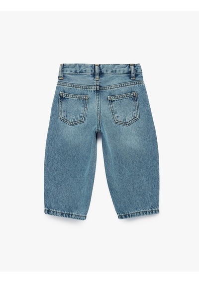 Koton Pamuklu Oversize Denim Pantolon Orta İndigo 7wmb40003td