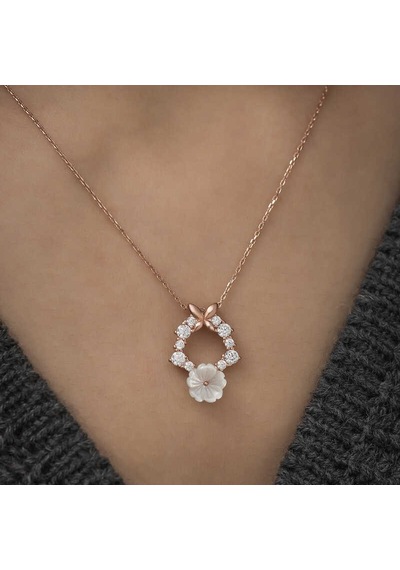 Gümüş Rose Bahar Çiçeği Kolye