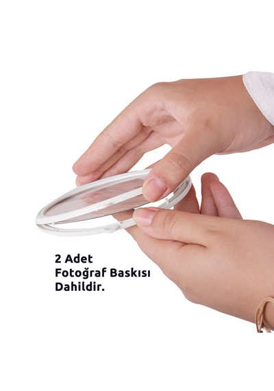 Led Işıklı Yuvarlak Fotoğraf Çerçevesi Kişiye Özel Fotoğraf Baskılı Resimli Gece Lambası Beyaz
