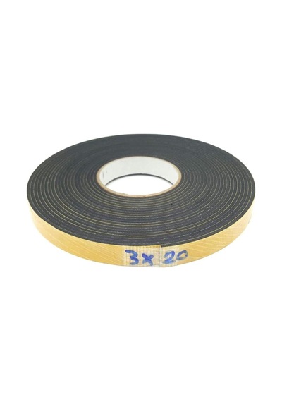 Kapı Pencere İzolasyon Bandı/yapışkan Kapı Pencere Süngeri Eva-3mmx20mm-siyah-10 Metre 0.05 M