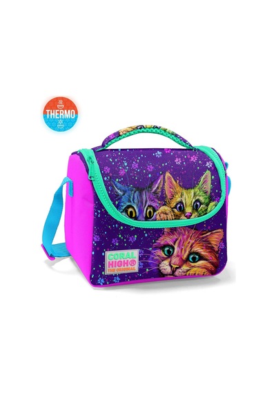 Kids Kedi Desenli Mor Pembe 3 Lü Okul Çanta Seti 5set23732