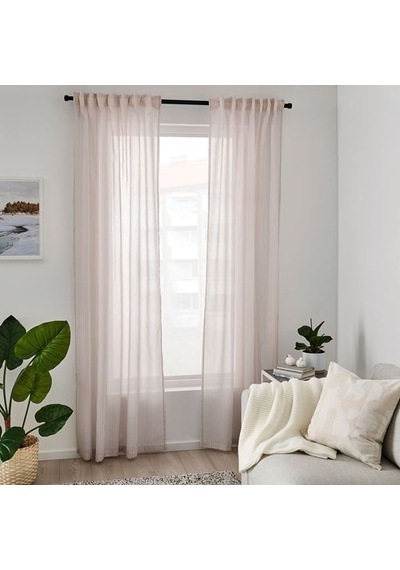 Ikea Bymott Tül Perde 120x300 Cm Beyaz-pembe Pembe-beyaz