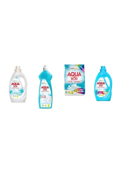 Aquabor Doğal Mineralli Sıvı Beyaz + Elde Bulaşık + 4 Kg Renkliler + Sıvı Renkliler 4 Lü Set 57790764