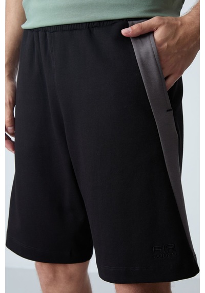 Air Jones Tommy Life Siyah Pamuklu Kalın Yumuşak Dokulu Standart Fit Basic Erkek Şort - 81280 Siyah