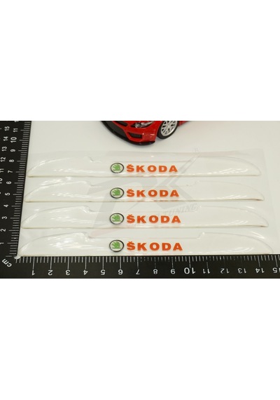 Skoda Logo Kapı Kenarı Koruma Şeffaf Kauçuk 3M Band New Style