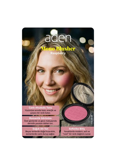 Aden Mono Blusher - Tekli Allık 03 Raspberry Ahududu 0