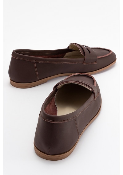 Luvishoes F02 Kahve Cilt Hakiki Deri Kadın Babet Kahverengi