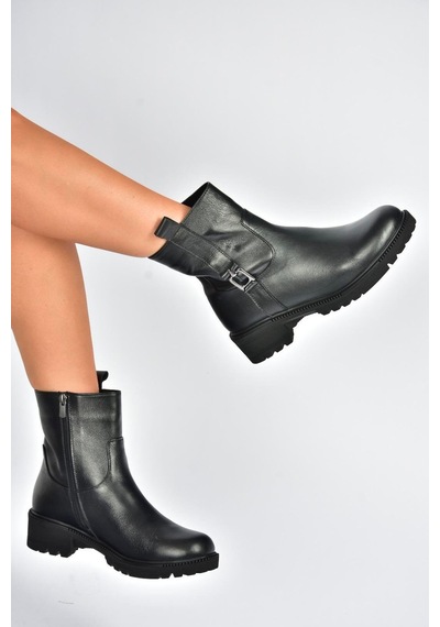 Fox Shoes V654070403 Siyah Hakiki Deri Kadın Bot Siyah-hakiki Deri