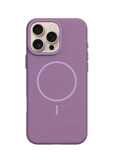Apple Uyumlu iPhone 14 Pro Beats Magsafe Deri Görünümlü Silikon Kılıf Kapak Mor