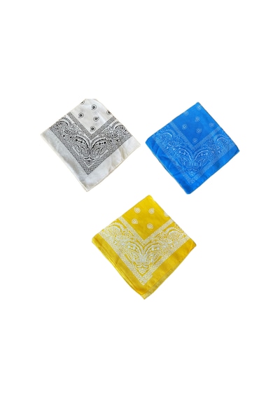 Pamuklu Klasik Desen Unisex 3lü Bandana Seti Renkli Bandana Etnik Desenli A Kalite Bandana Bej - Siyah