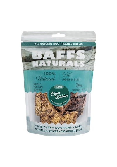 Baffs Naturals Kurutulmuş Dana Ciğer Bisküvi Köpek Ödülü 100 Gr