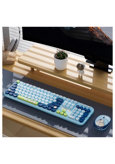 Mofıı Silly Cat Kablosuz Klavye Mouse Seti 2.4g Sevimli Kedi Tasarımlı 104 Tuş Set Optik