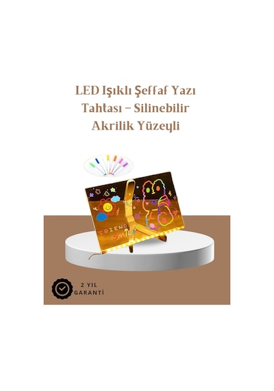 Led Aydınlatmalı Şeffaf Mesaj Tahtası 30x20 Cm, Neon Yazılar İçin Tasarlandı - Lisinya