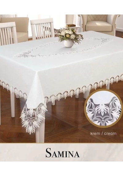 Gardenya Keten Samina Model Krem 155x260 Cm Masa Örtüsü Modern Tablecloth Tasarım Diğer