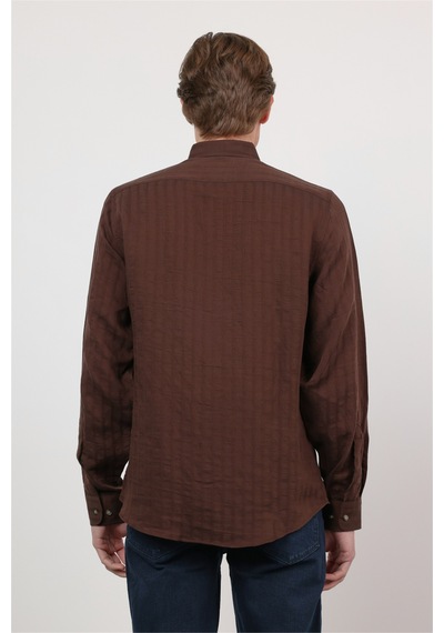 İmza Kahverengi Düğmeli Yaka Uzun Kol Cepsiz Slim Fit Gömlek 1004260165 İmza Kahverengi Düğmeli Yaka Uzun Kol Cepsiz Slim Fit Gömlek 1004260165
