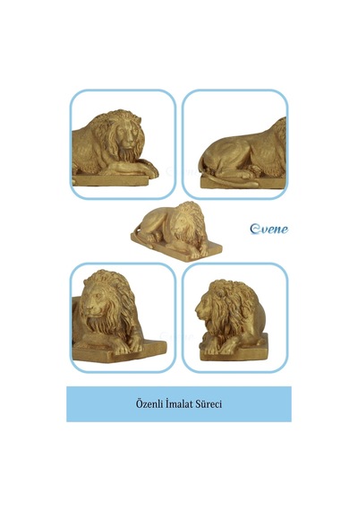 Dekoratif Biblo Yeleli Aslan Heykel El Yapımı Hediyelik Süs Eşyası Model Aslan3 - Altın