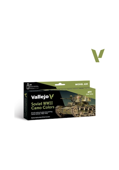 Vallejo 71188, 8x18 Ml. Soviet Wwıı Camo Colors Model Air Boya Seti Standart