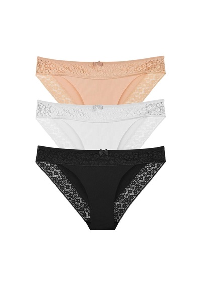 Sensu Kadın Lazer Kesim Dantelli Slip Külot 3'lü Paket Set - Kts3101 Model-1 Yeşil