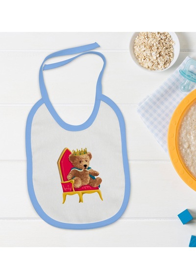 Bk Kids Kral Tasarımlı Mavi Bebek Mama Önlüğü Mavi
