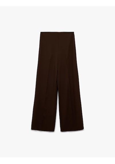 Koton Normal Bel Düz Geniş Paça Kumaş Pantolon Kahverengi 6wak40207pw Kahve